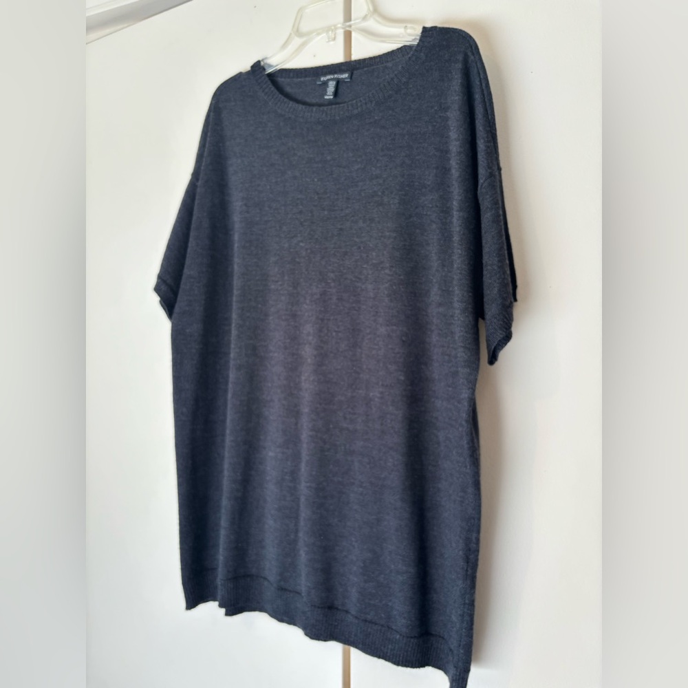 Eileen Fisher Dark Gray Short Sleeve Sweater